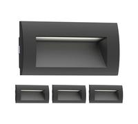 ledscom.de 4x LED encastrés muraux ZIBAL, downlight pour l'extérieur, IP65, noir mat, 140 x 70mm, 3,3 W, 209lm, blanc chaud