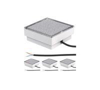 ledscom.de 4x LED pavé encastré de sol CUS pour l'extérieur, IP67, carré, 15 x 15cm, blanc froid