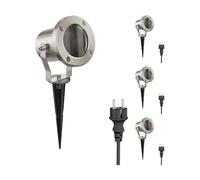 ledscom.de 4x LED Projecteur de jardin MIBU avec piquet de terre pour l'extérieur, acier inoxydable, sans ampoule