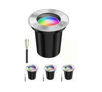 ledscom.de 4x Luminaire de sol encastré BOLI pour l'extérieur acier inoxydable rond IP67 108mm Ø incl. Smart Home Lampe LED RGBW GU10, 5,41W, 473lm