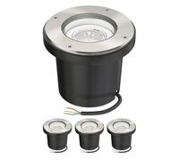ledscom.de 4x Luminaire encastré dans le sol BOFU pour l'extérieur orientable acier inoxydable rond IP67 150mm Ø incl. lampe LED (blanc chaud, 2,339W, 227lm, 110°)