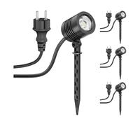 ledscom.de 4x Petit projecteur de jardin LED avec piquet de terre TARL pour l'extérieur, IP65, fiche, noir, 4,1 W, 351lm, blanc froid
