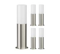 ledscom.de 5 pièces Lumière de chemin/Borne d'éclairage GROPO pour l'extérieur avec capot en verre véritable Premium - résistant aux UV, pas de jaunissement, IP44, 41 cm, inox 1x E27 max. 40W