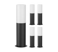 ledscom.de 5 pièces Lumière de chemin/Borne d'éclairage GROPO pour l'extérieur avec capot en verre véritable Premium - résistant aux UV, pas de jaunissement, IP44, 41 cm, noir 1x E27 max. 40W