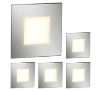 ledscom.de : 5 spots LED pour escaliers/appliques murales FEX, pour intérieur et extérieur, carrés, en acier inoxydable, 85 x 85 mm, lumière blanc chaud