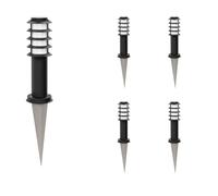ledscom.de 5x lampe d'allée/lampe de borne/lampe de jardin PORU avec piquet de terre pour l'extérieur, IP44, grille, 39cm, noir, 1 x E27 max. 60W