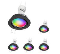 ledscom.de 5x plafonnier encastrable FERE cadre d'encastrement noir mat pivotant incl. Smart Home lampe LED RGBW GU10, 5,41W, 473lm