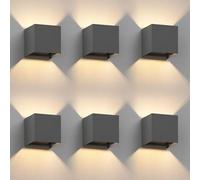 ledscom.de 6 appliques murales CUBEL pour l'extérieur, IP65, éclairage vers le haut/vers le bas, anthracite mat, carrées, 1 ampoule G9 max. 10 W