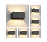 ledscom.de 6 appliques murales CUBEL pour l'extérieur, IP65, éclairage vers le haut/vers le bas, anthracite mat, rectangulaires, 2 x G9 max. 10 W