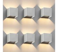 ledscom.de 6 appliques murales CUBEL pour l'extérieur, IP65, éclairage vers le haut/vers le bas, blanc mat, carrées, 1 ampoule G9 max. 10 W