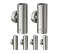 ledscom.de 6 appliques murales WEDO pour l'extérieur, IP44, éclairage vers le haut/vers le bas, acier inoxydable mat, rondes, 2 x GU10 max. 35 W