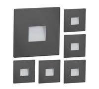 ledscom.de 6 pièces LED lumière d'escalier/lampe encastrée dans le mur FOW pour l'intérieur et l'extérieur, downlight, carré, anthracite, 85 x 85mm, blanc froid