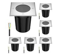 ledscom.de 6 pièces luminaire encastré de sol RELI pour l'extérieur, IP67, inox, carré, 11 x 11cm, 1x GU10 max. 15W