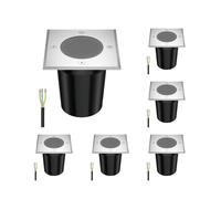 ledscom.de 6x lampe encastrée dans le sol RELI pour l'extérieur, IP67, inox, carrée, 11 x 11cm, 1x GU10 max. 15W, givré