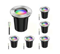 ledscom.de 6x lampes de sol encastrées BOLI pour l'extérieur inox rond IP67 108mm Ø incl. Smart Home lampe LED RGBW GU10, 5,41W, 473lm