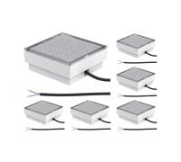ledscom.de 6x LED encastrés de sol pavé CUS pour l'extérieur, IP67, carré, 15 x 15cm, blanc chaud