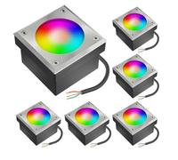 ledscom.de 6x pavés LED NEOLUM pour l'extérieur, IP67, anguleux, 10 x10cm, ampoule GX53 RGB incluse, 670lm, Smart Home
