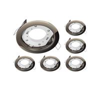 ledscom.de 6x plafonnier encastré ZOBE, chrome-noir brillant, rond, 107mm Ø, 1x GX53 max. 25W