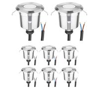 ledscom.de 8 LED encastrés de sol AGENA pour l'extérieur, IP65, inox, rond, 60mm Ø, blanc froid