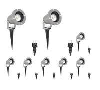 ledscom.de 8 projecteurs de jardin DUK avec piquet pour l'extérieur, IP65, prise, gris, avec ampoule LED GU10 510 lm blanc chaud