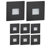 ledscom.de : 8 spots LED pour escaliers/appliques murales, adaptés à une utilisation intérieure et extérieure, type downlight, carrés, de couleur noire, dimensions 85 x 85 mm, lumière blanche froide