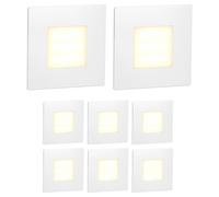 ledscom.de : 8 spots LED pour escaliers/appliques murales FEX, pour intérieur et extérieur, carrés, 85 x 85 mm, lumière blanc chaud