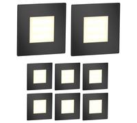 ledscom.de : 8 spots LED pour escaliers/appliques murales FEX, pour intérieur et extérieur, carrés, noirs, 85 x 85 mm, lumière blanc chaud