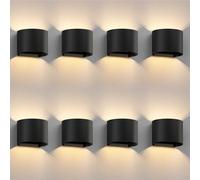 ledscom.de 8x Applique RUNEL pour l'extérieur, IP65, up/downlight, noir mat, ronde, 1x G9 max. 10W