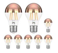 ledscom.de 8x E27 ampoules LED, A60, blanc chaud (2600 K), 7,5 W, 839lm, miroir de tête (or rose)
