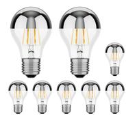 ledscom.de 8x E27 ampoules LED, A60, blanc chaud (2700 K), 6 W, 667lm, miroir de tête (argent)