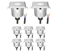 ledscom.de 8x LED encastrés de sol AGENA pour l'extérieur, IP65, inox, carré, 6 x 6cm, blanc chaud