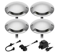 ledscom.de : Applique au sol Bunda, à LED, pour extérieur, résistante au passage, lumière blanc chaud, lot de 4 – 1 ampoule / Couleur de la lumière : blanc chaud