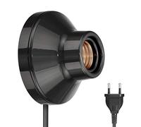 ledscom.de Applique/douille de lampe ELEKTRA, fiche, interrupteur, porcelaine, noir brillant, rond, 1x E27 max. 300W