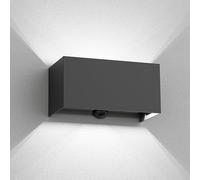 ledscom.de Applique murale CUBEL, capteur de crépuscule, détecteur de mouvement pour l'extérieur, IP65, up/downlight, anthracite, rectangulaire, 2 lampes LED incluses, 4,4 W chacune, 596lm, blanc