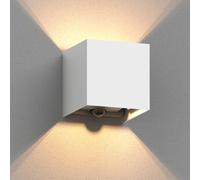 ledscom.de Applique murale CUBEL pour l'extérieur, IP65, up/downlight, détecteur de mouvement, blanc mat, carré, 1x G9 max. 10W