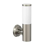 ledscom.de Applique murale PORU pour l'extérieur, IP44, acier inoxydable, inox mat, ronde, 1x E27 max. 40W