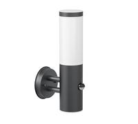 ledscom.de Applique murale PORU pour l'extérieur, IP44, détecteur de mouvement, acier inoxydable, anthracite mat, ronde, 1x E27 max. 15W