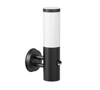 ledscom.de Applique murale PORU pour l'extérieur, IP44, détecteur de mouvement, acier inoxydable, noir mat, ronde, 1x E27 max. 15W