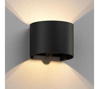 ledscom.de Applique murale RUNEL pour l'extérieur, IP65, up/downlight, détecteur de mouvement, noir mat, ronde, 1x G9 max. 10W