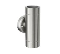 ledscom.de Applique murale WEDO pour l'extérieur, chrome mat, acier inoxydable, IP44, deux flammes, Up & Downlight, incl. 2 LED GU10, 630lm blanc chaud chacune