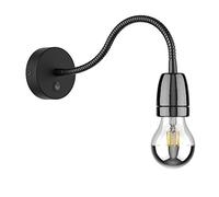 ledscom.de Applique POZ, col de cygne, interrupteur, porcelaine, acier, noir brillant, ampoule LED E27 incluse, 399lm, 4,3W, blanc chaud