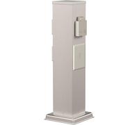 Ledscom.de Boîtier de connexion extérieur Polly - IP44 - Maison intelligente - WLAN - Alexa - Triple sortie - Acier inoxydable - Design angulaire