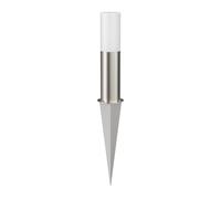 ledscom.de Borne d'éclairage GROPO avec piquet de terre pour l'extérieur avec capot en verre véritable Premium - résistant aux UV, ne jaunit pas, IP44, 41 cm, inox, 1x E27 471lm, blanc extra