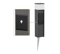 ledscom.de Borne d'éclairage PODEL avec piquet de terre pour l'extérieur, Smart Home, 39cm, anthracite, 2 prises de courant, ampoule G9 incluse, 501lm, blanc chaud