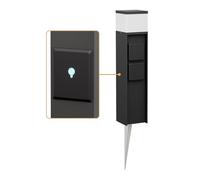 ledscom.de Borne d'éclairage PODEL avec piquet de terre pour l'extérieur, Smart Home, 39cm, noir, 2 prises de courant, ampoule G9 incluse, 501lm, blanc chaud