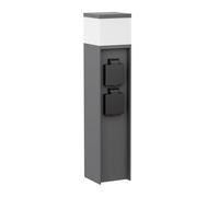 ledscom.de Borne d'éclairage PODEL pour l'extérieur, 39cm, anthracite, 2 prises de courant, ampoule G9 incluse, 596lm, blanc