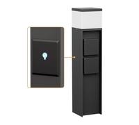 ledscom.de Borne d'éclairage PODEL pour l'extérieur, Smart Home, 39cm, noir, 2 prises de courant, ampoule G9 incluse, 596lm, blanc