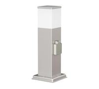 ledscom.de Borne d'éclairage POLLY pour l'extérieur, 35cm, chrome, prise de courant, ampoule G9 incluse, 501lm, blanc chaud