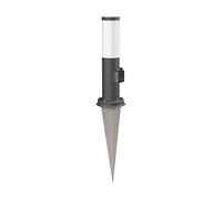 ledscom.de Borne d'éclairage PORU avec piquet de terre pour l'extérieur, anthracite, ronde, 38,5cm, prise de courant, ampoule E27 incluse, max. 963lm, blanc chaud