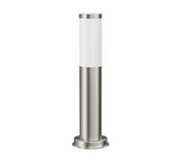 ledscom.de Borne d'éclairage PORU pour l'extérieur, inox, ronde, 39 cm, ampoule E27 incluse efficacité énergétique A (blanc chaud, 4W, 935lm)